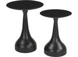Beistelltisch SIT, schwarz, B:46cm H:59cm T:46cm, Mango massiv, Tische, Beistelltisch, runde Tischplatte