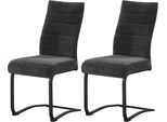 Esszimmerstuhl HOME AFFAIRE "PICTOU, 2er Set, mit Metallgestell in matt schwarz", grau (schwarz matt, pulverbeschichtet, anthrazit), B:43cm H:98cm T:59cm, Metall, Polyester, Stühle, Esszimmerstuhl, in verschiedenen Farben, Belsatbarkeit pro Stuhl 120 kg, mit Armlehne