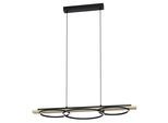 EGLO Hängeleuchte "BOYAL Pendellampe - Stahl, Holz - LED;LED - 2X12,5W;1X15,5W - IP20", schwarz, braun, 3, H: 110cm, 1 Stk., Leuchten, Hängelampe, Deckenlampe, Wohnzimmer, Esszimmer, L101 x B40 x H110 cm, Hängeleuchte