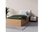 Bett VOX "SIMPLE, sehr strapazierfähig, hydraulischer Bettkasten oder Schublade", eiche, weiß, weiß, B:95,3cm H:129,4cm L:205,6cm, Betten, Bett, extrem hohe Belastbarkeit, robust und stilvoll, made in EU