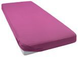 Spannbettlaken BELLANA "bellana deluxe mit Elasthan, Jersey 230 g/m², Premium-Qualität", lila (beere), 1 Stk., Jersey-Elasthan, 140x200 140x210 140x220 150x200 150x210 150x220 160x200 160x210 160x220 35cm, Jersey-Elasthan, Obermaterial: 95% Baumwolle, 5% Elasthan, Bettlaken, Spannbettlaken, mit 5% Elasthan, für Matratzen bis 35cm Höhe, bügelfrei, faltenfrei