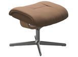 Fußhocker STRESSLESS "Mayfair", braun (latte batick), B:55cm H:41cm T:39cm, Leder BATICK: BATICK ist ein leicht korrigiertes, durchgefärbtes und genarbtes Möbelleder, bei dem die meisten Unebenheiten und Spuren in der Regel entfernt wurden., Hocker, Fußhocker, mit Cross Base, Größe S, M & L, Holzakzent Eiche