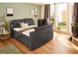 Boxspringbett JOCKENHÖFER GRUPPE "Movie Star in der Größe 180x200cm", grau (dunkelgrau 421, 09), B:206cm L:258cm, Bezug Bett: Microfaser (100% Polyester);Topper und Matratzenspiegel: 100% Polyester, Komplettbetten, Boxspringbett, mit versenkbarem TV-Lift und Fernbedienung, verstellbare Kopfstützen
