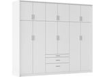 Kleiderschrank RAUCH "Schrank Drehtürenschrank Garderobe Ankleide Schlafzimmer HILDESHEIM", weiß (alpinweiß), B:275cm H:231cm T:58cm, Holzwerkstoff, Schränke, Kleiderschrank, oberste Schublade mit praktischer Facheinteilung MADE IN GERMANY