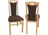 4-Fußstuhl, braun (schoko, buche, nachbildung, schoko), B:45cm H:95cm T:48cm, Massivholz, Stoff, HOFMANN LIVING AND MORE, Stühle, 4-Fußstuhl