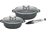 Pfannen-Set GSW "Gourmet Granit", schwarz, Ø:28cm, Pfannen, Pfannen-Set, Aluminium-Guss, VITAFLON GRANIT Antihaft-Versiegelung, Induktion