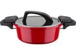 Dampfgartopf GSW "Gourmet", rot, H:10cm Ø:24cm, Töpfe, Dampfgartopf, Dampfkochtopf mit Ventil zum Druckausgleich kein Überdruck, Induktion