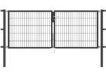 Zaundoppeltür ALBERTS "Flexo", grau (anthrazit), B:250cm H:100cm, Stahl, Tore, Zaundoppeltür, 250 cm Breite, in versch. Höhen
