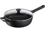 Schmorpfanne TEFAL "Trattoria Pro", schwarz, B:28,8cm H:12,4cm L:51,8cm Ø:28cm, Pfannen, Schmorpfanne, Robust, Antihaftversiegelung,Temperaturanzeiger, 28 cm, Induktion