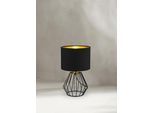 REALITY LEUCHTEN Schreibtischlampe "Chuck", schwarz, 1, Ø 20cm H: 34cm, 1 Stk., Leuchten, Fuß in Gitter-Optik, Schirm schwarz-gold Kombi, Höhe 37cm / Ø 20cm, Schreibtischlampe