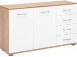 Kombikommode PRIESS "Barcelona mit 4 Schubkästen und Tür in 6 Farben", weiß (struktureichefarben hell, weiß), B:123cm H:71cm T:38cm, Holzwerkstoff, Sideboards, Kombikommode