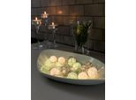 KONSTSMIDE LED-Lichterkette "Weihnachtsdeko", bunt, Dioden 16 Stk. Flammen 16 Stk., Kabellänge 3m x Gesamtlänge 6m, Lichterketten, LED Dekolichterkette, hellblaue/graue/weiße Baumwollkugeln, klein, LED-Lichterkette