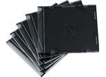 HAMA CD-Hülle "CD-Leerhülle Slim, 50er-Pack, Transparent/Schwarz schmal", transparent, B:15,5cm H:13cm T:27cm, Hüllen, CD-Hülle