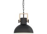 EGLO Hängeleuchte "LUBENHAM Hängelampe,Vintage, Stahl und Holz, IP20, Pendellampe, Lampe", braun (schwarz, braun), 1, Ø 30cm, Leuchten, Pendelleuchte, Esszimmer, H110 x Ø30 cm, schwarz, braun, 1X28W exkl., Hängeleuchte