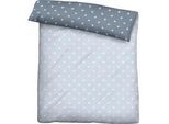 Wendebettbezug BIBERNA "Mix & Match in Größe 135x200 oder 155x220 cm", blau (rauchblau, sterne), B:155cm L:200cm, Mako-Satin, Obermaterial: 100% Baumwolle, Bettbezüge, Bettbezug aus Baumwolle, gemusterte Bettwäsche mit Wendeoptik
