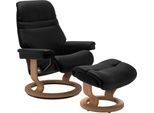 Fußhocker STRESSLESS "Sunrise", schwarz (schwarz batick), B:57cm H:39cm T:40cm, Leder BATICK: BATICK ist ein leicht korrigiertes, durchgefärbtes und genarbtes Möbelleder, bei dem die meisten Unebenheiten und Spuren in der Regel entfernt wurden.;Leder PALOMA: PALOMA ist ein durchgefärbtes Semianilin-Möbelleder mit natürlicher Narbung.;ROHLEDER Stoff Q2 FARON: Ein fester zuverlässiger Bouclé mit ein