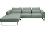 Ecksofa MUSTERRING "JustB PM100", grün (mint), B:292cm H:88cm T:185cm, 100% Polyester, Sofas, Ecksofa, Mit schwarzen Metallkufen und 292 cm Breite - 6 Farben wählbar