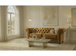 3-Sitzer HOME AFFAIRE "BRONNOY Chesterfield Sofa mit aufwendiger Knopfheftung, Breite 193 cm", braun (gold), B:193cm H:75cm T:90cm, 100% Polyester, Sofas, 3-Sitzer, Sofa mit geschwungenen Armlehnen, Chesterfield-Optik, Glamour