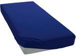Spannbettlaken BELLANA "bellana exclusiv Topper aus 100% Mako-Baumwolle, 150 g/m²", blau (marine), L:200cm, Mako-Jersey, Obermaterial: 100% Baumwolle, Bettlaken, Spannbettlaken, feinste Mako-Baumwolle, für Topper bis 10cm Höhe, bügelfrei
