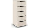 Schubkastenkommode RAUCH "Highboard Sideboard Kommode MONTCLAR Frontauswahl Dekor/Hochglanz/Glas", beige, glas beige (champagner), griffe schwarz, B:40cm H:100cm T:42cm, Holzwerkstoff, Sideboards, Schubkastenkommode, mit 5 geräumigen Schubladen, viele Griffvarianten MADE IN GERMANY