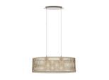 EGLO Hängeleuchte "SENDERO Pendellampe, Stahl und Holz, E27, IP20, Wohnzimmerlampe, Lampe", beige (nickel, matt ahorn), 2, H: 130cm, 1 Stk., Leuchten, Hängeleuchte, L77,5 x B25 x H130, nickel-matt, 2X60W exkl., Hängeleuchte