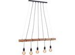 JUST LIGHT Pendelleuchte "DAMIAN", braun (schwarz, braun), 5, 1 Stk., Leuchten, Hängeleuchte, Eukalyptus-Holz, Pendelleuchte