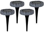 LED Gartenleuchte NÄVE "LED-Solar Bodenleuchte", grau, H:11cm Ø:11cm, Leuchten, LED Gartenleuchte, mit Erdspieß, 4er Set