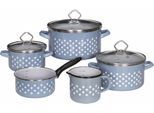 Topf-Set KRÜGER "Emaille Topf-Set Rügen, 8 tlg.", blau, Töpfe, Topf-Set, für Induktions-Kochfelder geeignet