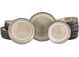 Teller-Set OTTO HOME "modernes Teller Set, Service Novalee", beige (schwarz, beige), 18 Stk., Steinzeug, Geschirr-Sets, Teller-Set, hohe Haltbarkeit, spülmaschinen- & mikrowellengeeignet, Reaktivglasur