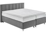 Boxspringbett, grau, B:195cm L:210cm, Bezug: 100% Polyester;Polsterung: 100% Polyester, WESTFALIA SCHLAFKOMFORT, Komplettbetten, Boxspringbett, wahlweise mit Bettkasten und Topper