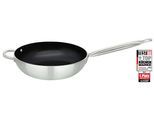 Wok ELO "Wokpfanne 28cm Bistro Line", silber (silberfarben, schwarz), H:7,5cm L:56cm Ø:28cm, Pfannen, Wok, langer, handlicher Edelstahl Profi Griff, Ø 28 cm, Induktion
