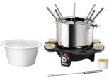 UNOLD Elektro-Fondue "Élégance 48645", schwarz-weiß (edelstahl, schwarz, weiß), B:29,6cm H:21,5cm T:27,5cm, Fondues, mit sechs Saucen-Töpfchen, Elektro-Fondue