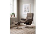Fußhocker STRESSLESS "Mayfair", braun (mole batick), B:55cm H:41cm T:39cm, Leder BATICK: BATICK ist ein leicht korrigiertes, durchgefärbtes und genarbtes Möbelleder, bei dem die meisten Unebenheiten und Spuren in der Regel entfernt wurden., Hocker, Fußhocker, mit Cross Base, Größe S, M & L, Holzakzent Braun
