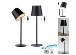 JUST LIGHT LED Tischleuchte "BOTERIA - Set 2 Stück, inkl. Flaschenaufsatz", schwarz, 1, Ø 11cm H: 23cm, 2 Stk., Leuchten, Akkubetrieben, aufladbar, magnetisch, dimmbar, In- und Outdoor, LED Tischleuchte