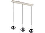 S.OLIVER Pendelleuchte "ANJELLA, Hängelampe beige exkl. E14, warm grey (beige) + smoke Glas", silber (greige rauchglas), 3, Ø 14,5cm H: 150cm, 1 Stk., Leuchten, mit mundgeblasenen Glasschirmen in rauchgrau, max 10W, Pendelleuchte