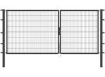 Zaundoppeltür ALBERTS "Flexo", grau (anthrazit), B:350cm H:160cm, Stahl, Tore, Zaundoppeltür, 350 cm Breite, in versch. Höhen