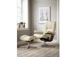 Fußhocker STRESSLESS "Mayfair", beige (vanilla paloma), B:55cm H:41cm T:39cm, Leder PALOMA: PALOMA ist ein durchgefärbtes Semianilin-Möbelleder mit natürlicher Narbung., Hocker, Fußhocker, mit Cross Base, Größe S, M & L, Holzakzent Braun