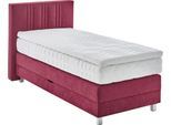 Boxspringbett, rot (bordeaux, rot), B:105cm L:210cm, Bezug: 100% Polyester;Polsterung: 100% Polyester, WESTFALIA SCHLAFKOMFORT, Komplettbetten, Boxspringbett, wahlweise mit Bettkasten und Topper