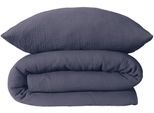 Bettwäsche SCHIESSER "Molly aus supersofter Musselin-Qualität in gedeckten Farben", blau (indigo), B/L: 135cm x 200cm, 1 Stk., 1 Stk., Musselin, B/L: 80cm x 80cm, 2, Musselin, Obermaterial: 100% Baumwolle, Bettwäsche, Bettwäsche, Made in Green