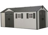 Gerätehaus LIFETIME "Chateau", grau, HDPE (High Density Polyethylen), Kunststoff, Gerätehäuser, Gerätehaus, Kunststoff, inkl. Fußboden, Regale und Werkzeugtasche