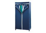 Stoffschrank WENKO "Modell Air", blau (dunkelblau), B:75cm H:150cm T:50cm, Polypropylen, Stahl, Schränke, Stoffschrank, Stoffschrank mit Kleiderstange & Reißverschluss, atmungsaktives Vlies