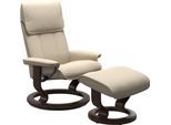 Fußhocker STRESSLESS "Admiral", beige (cream batick), B:55cm H:38cm T:39cm, Leder BATICK: BATICK ist ein leicht korrigiertes, durchgefärbtes und genarbtes Möbelleder, bei dem die meisten Unebenheiten und Spuren in der Regel entfernt wurden., Hocker, Fußhocker, mit Classic Base, Gestell Wenge