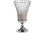 Windlicht FINK "ALLEGRA", silber (silberfarben), H:43cm Ø:25cm, Edelstahl, Glas, Kerzenhalter, Windlicht, Kerzenhalter aus Edelstahl und Glas