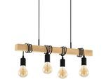 EGLO Pendelleuchte "TOWNSHEND", braun (braun, schwarz), 4, Leuchten, schwarz, braun / L70 x H110 x B10,5 cm / Vintage / Retro / Esstisch, Pendelleuchte
