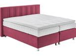 Boxspringbett, rot (bordeaux, rot), B:195cm L:210cm, Bezug: 100% Polyester;Polsterung: 100% Polyester, WESTFALIA SCHLAFKOMFORT, Komplettbetten, Boxspringbett, wahlweise mit Bettkasten und Topper