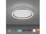 JUST LIGHT Deckenleuchte "RITUS", grau (aluminiumfarben), 1, Ø 3,9cm, 1 Stk., Leuchten, LED, dimmbar, Switchmo, Deckenleuchte