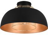 REALITY LEUCHTEN Deckenleuchte "Punch", schwarz (schwarz matt), 1, Ø 35cm H: 20,5cm, 1 Stk., Leuchten, Industrie-Look mit Doppelschirm schwarz-gold, exkl 1xE27 max 40W, Deckenleuchte