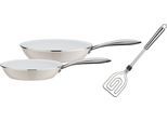 Pfannen-Set GSW "CERAMICA color", beige (ceme, weiß), Ø:28cm, Pfannen, Pfannen-Set, Induktion