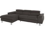 Ecksofa COTTA "Komaris L-Form, B: 244 cm", braun, B:244cm H:72cm T:166cm, Microfaser PRIMABELLE (100% Polyester);Kunstleder SOFTLUX(100%Polyurethan);Feinstruktur (100% Polyester);Kunstleder SOFTLUX/Struktur (100%Polyurethan, 90%Polyester, 10% Polyacryl), Sofas, Ecksofa, mit Kopfteilverstellung, optional Bettfunktion, Bettkasten & Licht