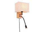 TRIO LEUCHTEN LED Wandleuchte "NILAM, Wandlampe exkl 1xE27 max 28W mit LED Leselicht 3,1W warmweiß", beige (natur weiß), 1, H: 30cm, 1 Stk., Leuchten, Schlafzimmer Wandlampe mit LED Lesearm flexibel, getrennt schaltbar, LED Wandleuchte
